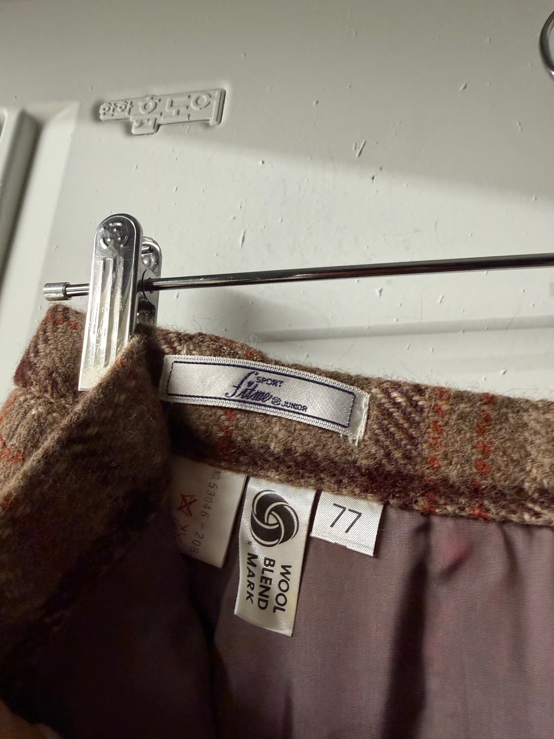 일본빈티지 울 체크 플리츠 미디스커트 상품이미지8