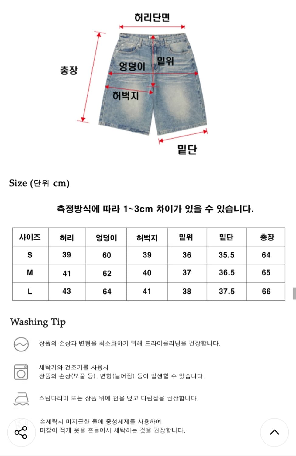 어널러코드 데님 팬츠 반바지  상품이미지3