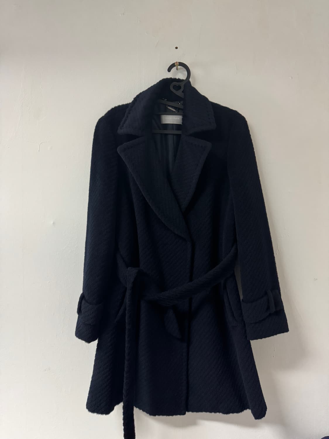 여성 마리끌레르 벨티드 알파카 고급 코트 네이비 상품이미지2