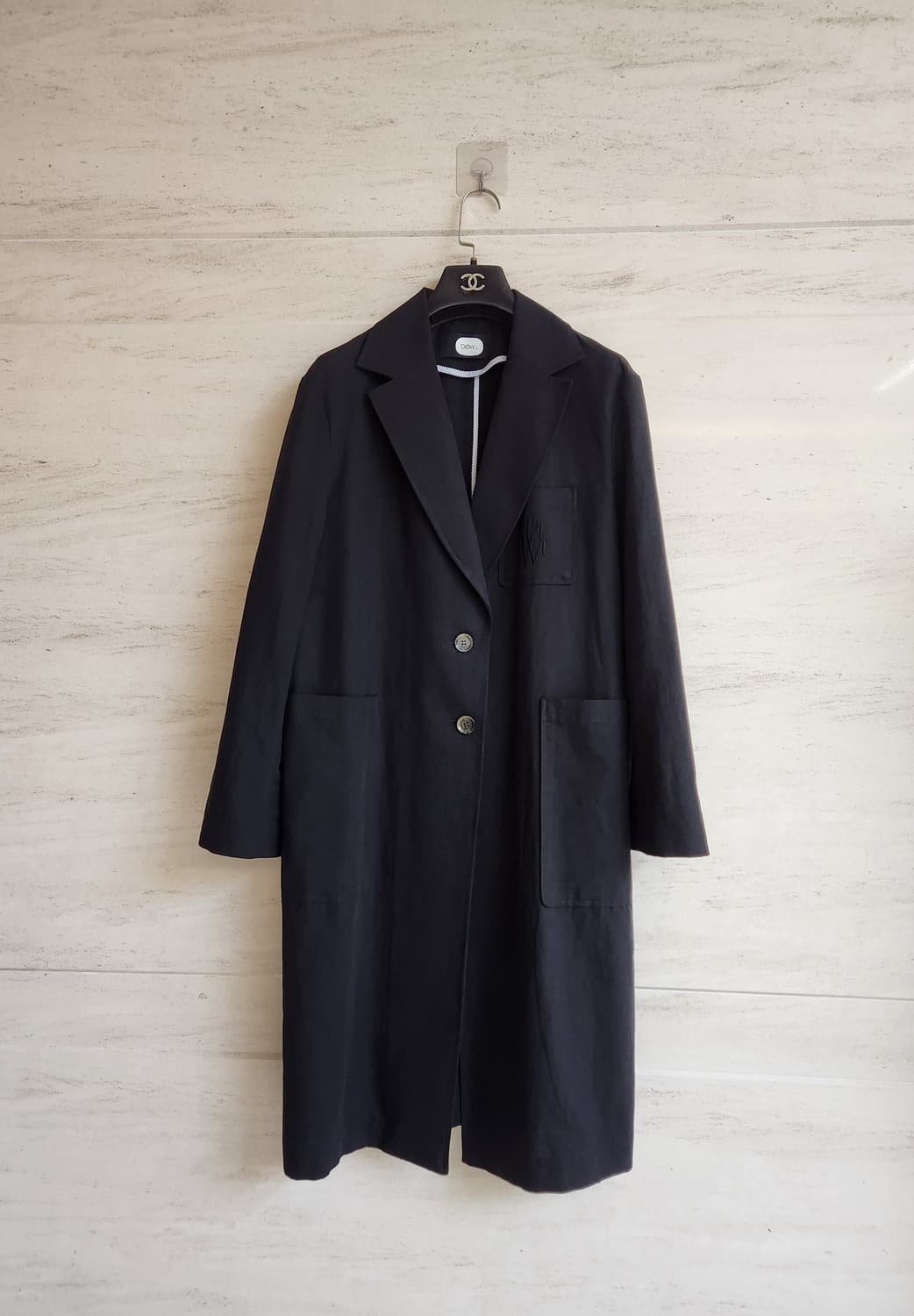 듀엘 포켓 레터링 린넨 롱자켓 55사이즈 상품이미지5