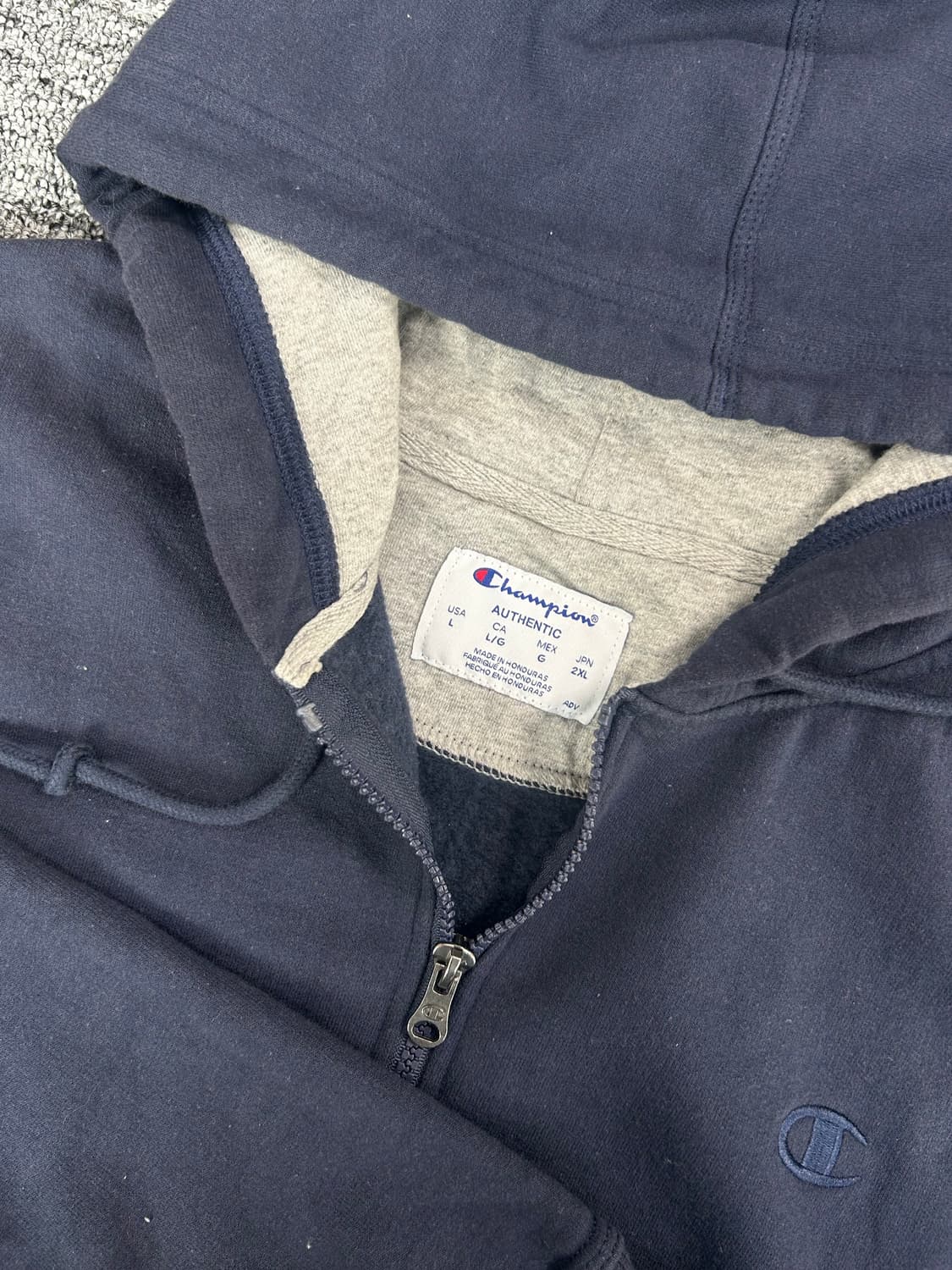 챔피온 네이비 스몰로고 어센틱 후드집업 L 상품이미지5