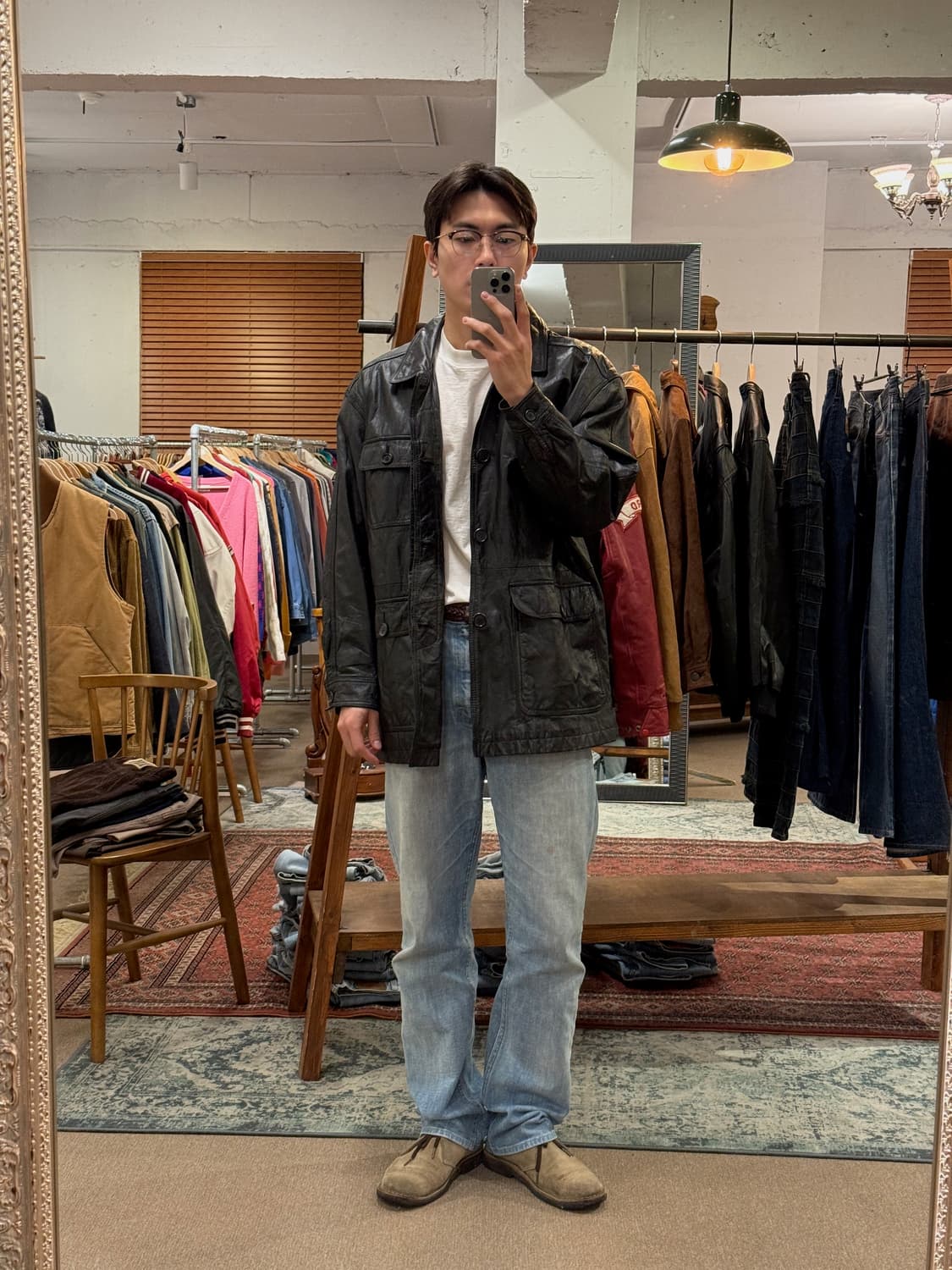 90s Cowhide Leather Car Coat 상품이미지2