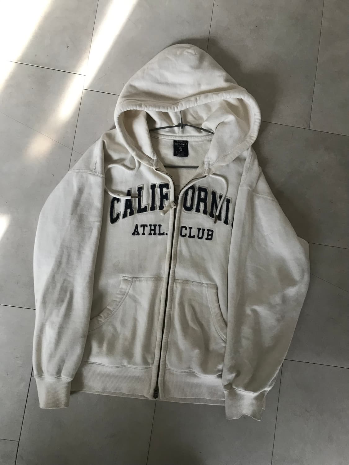 후아유 화이트 오버핏 후드집업 상품이미지6