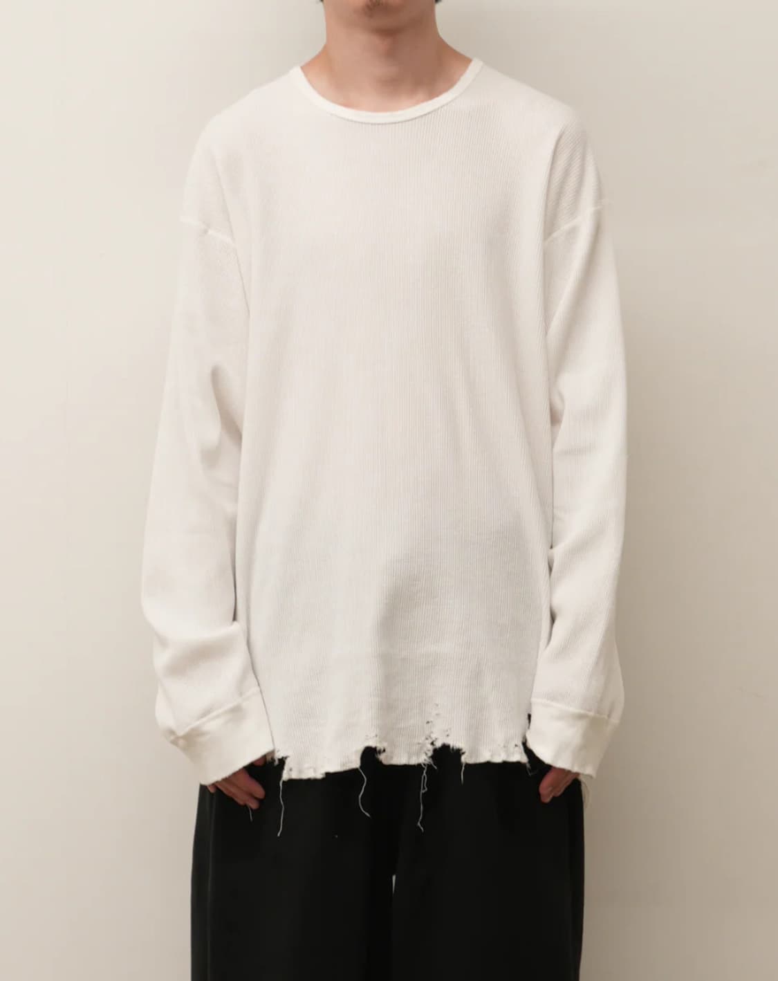 안셀름 DAMAGE WAFFLE CREW LS T-SHIRT(WHITE) 상품이미지1
