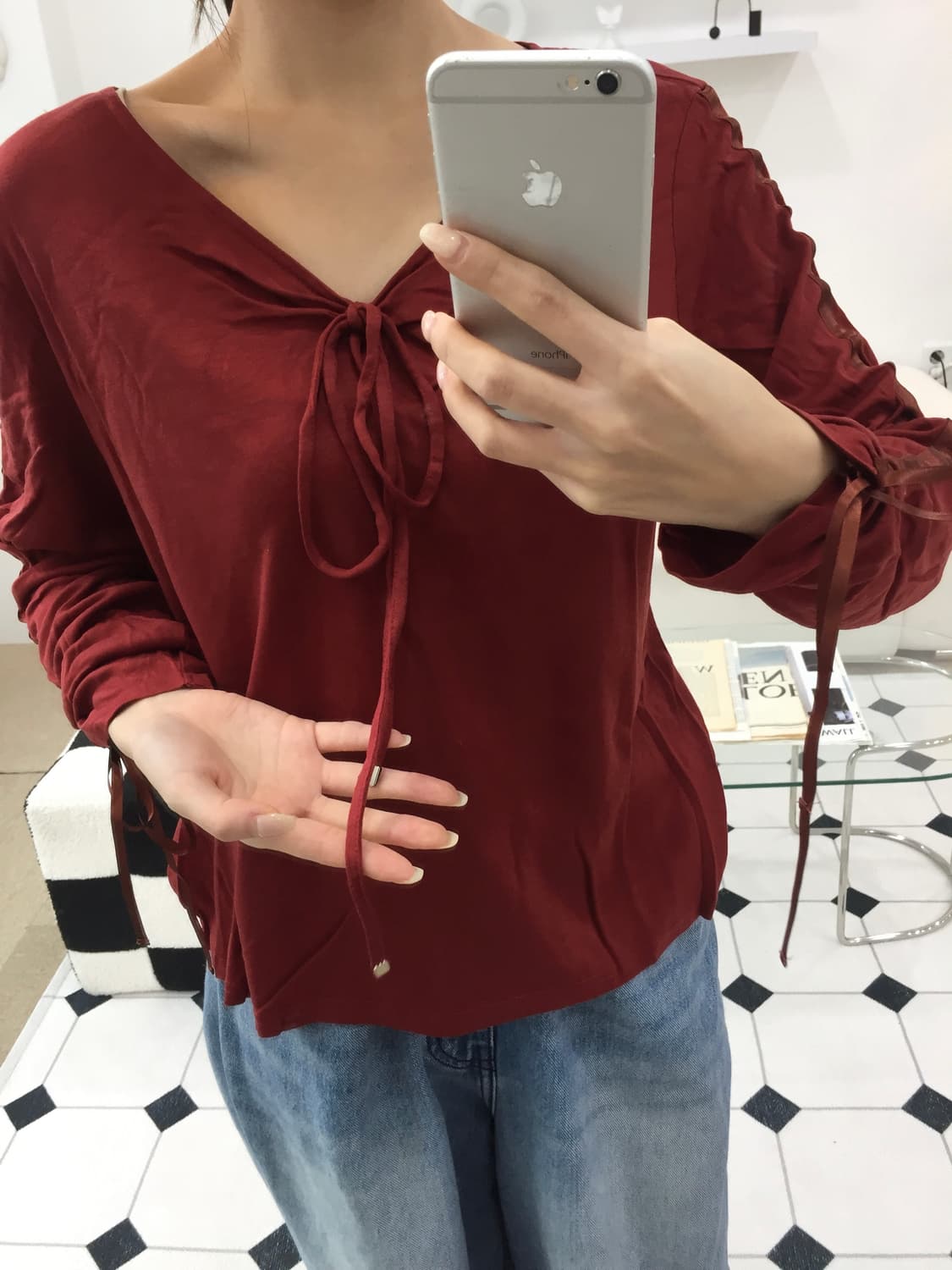 소매 셔링 블라우스 상품이미지7