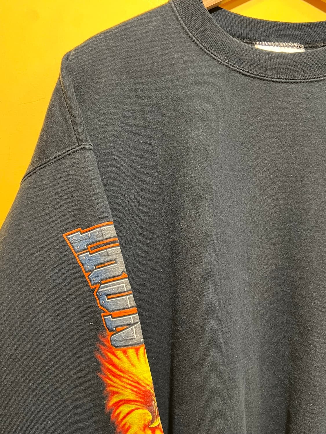 00s [L] Hanes 플레임 이글 바이커 그래픽 블랙 스웨트셔츠 상품이미지6