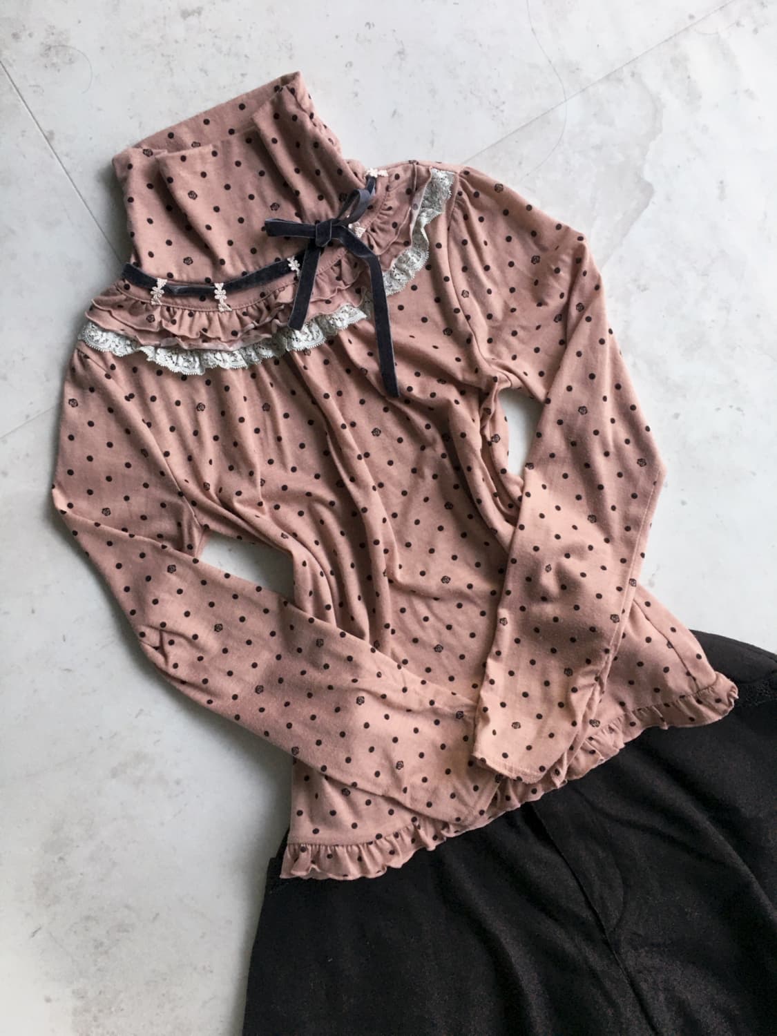 엑시즈팜 도트 리본 로걀 갸루 터틀넥 상품이미지2