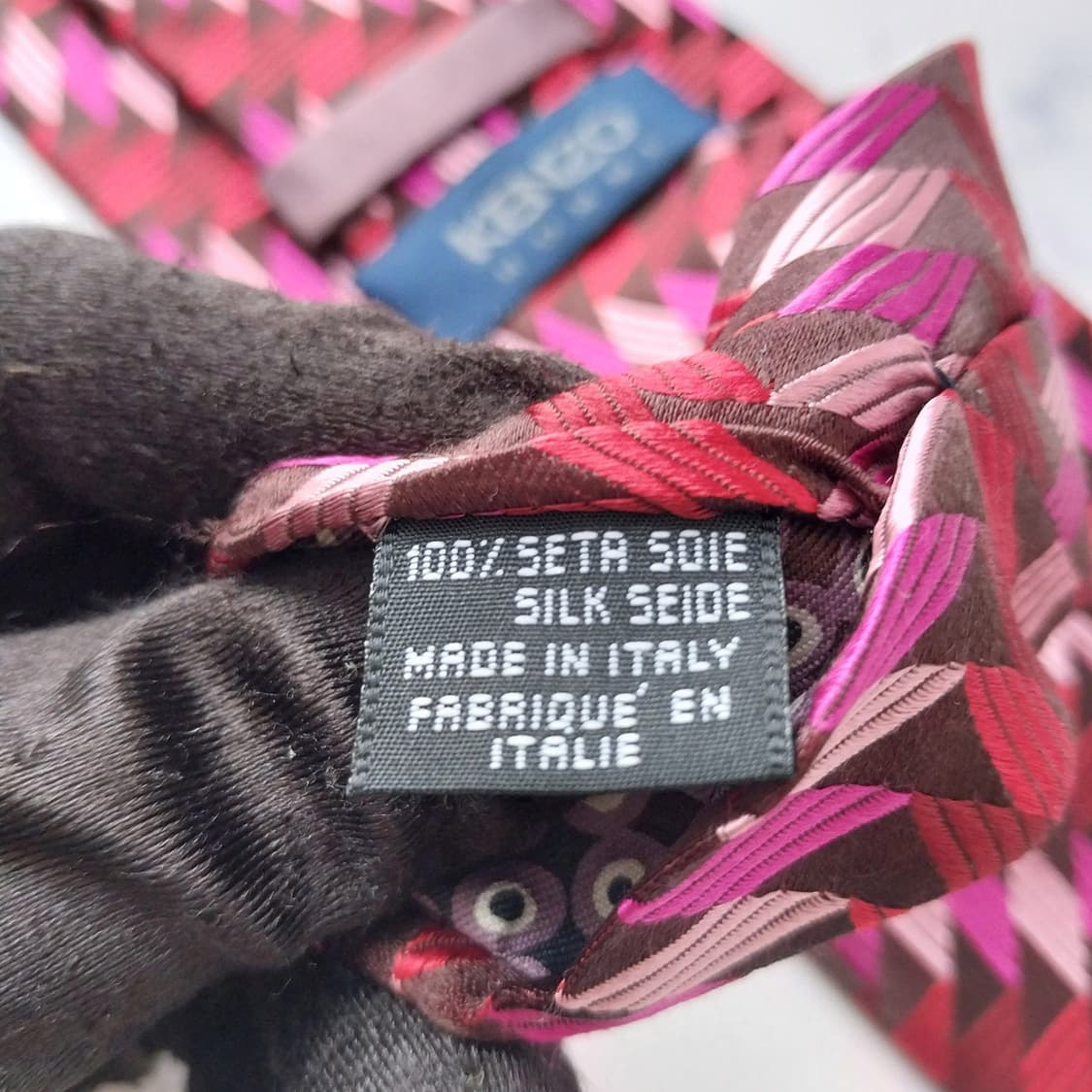 겐조 실크 핑크 기하 패턴 넥타이 9.3cm A+~A등급 K2520
 상품이미지10