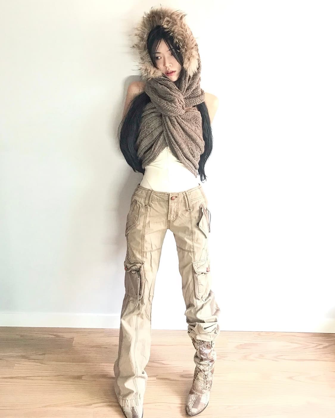 Ask beige multi pocket slim pants 상품이미지5