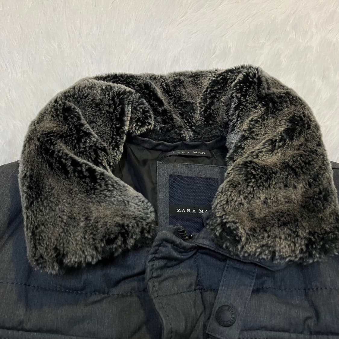 빈티지 자라 맨 차콜 넥 퍼 패딩 o-836 y2k 스트릿 모리 갸루 일 상품이미지7