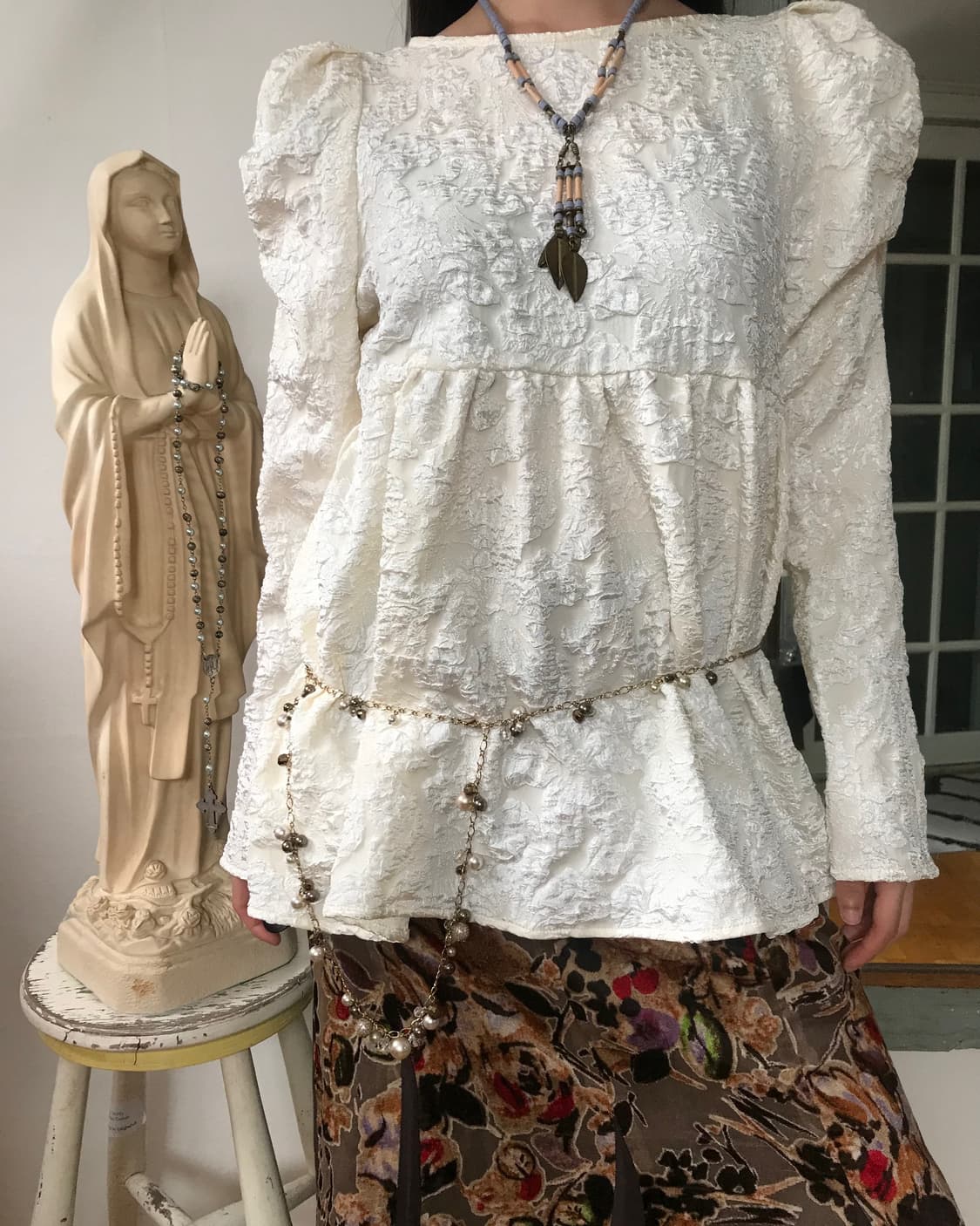 vintage ivory pattern blouse 상품이미지2