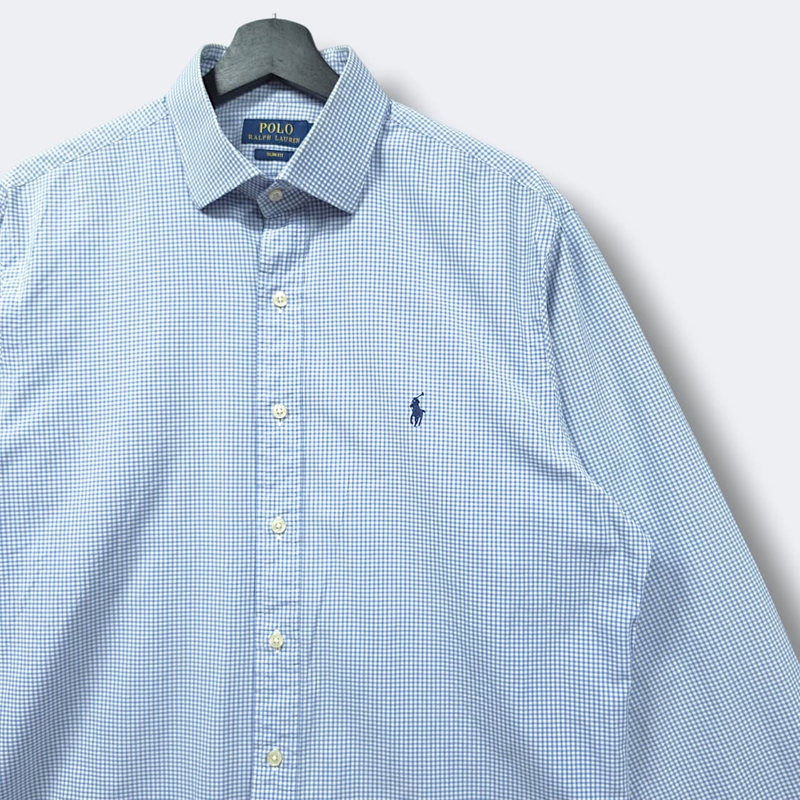 [105/XL] 폴로 블루 깅엄 체크 포플린 긴팔셔츠 상품이미지3