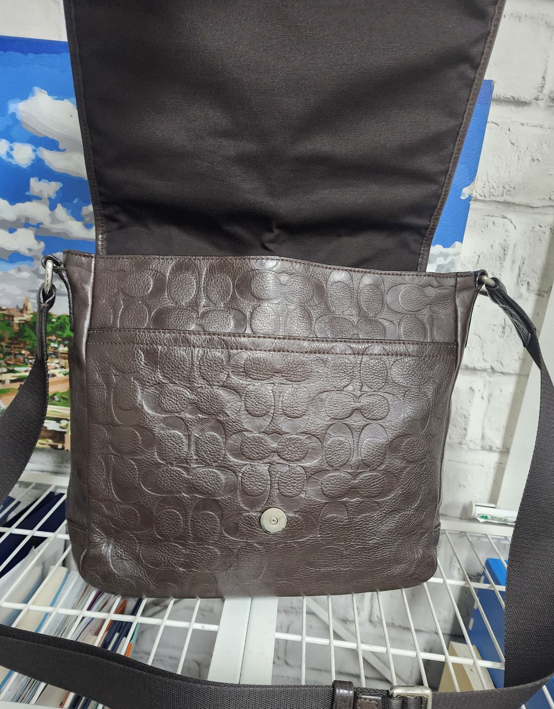 코치 메신저백 남성 숄더백 크로스백 헤리티지 웹 레더 엠보스 BF17 상품이미지4