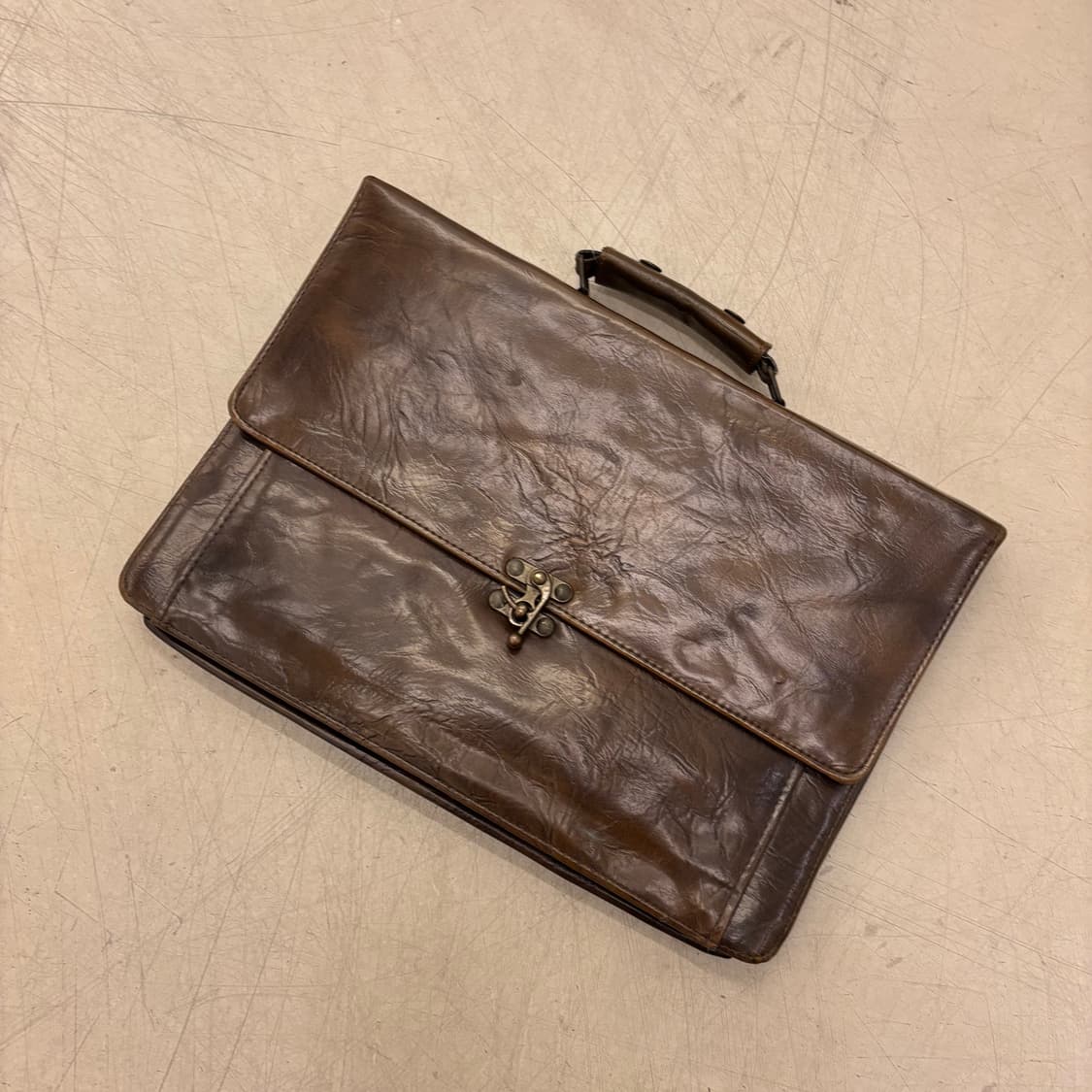 빈티지 브라운 레더 브리프 케이스 상품이미지1