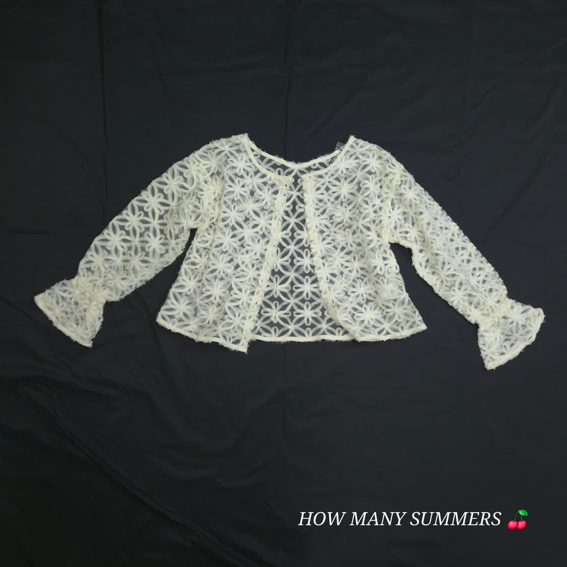 ​Y2K 빈티지 화이트 펀칭 레이스 가디건 발레코어 룩 페미닌 시스루 탑 상품이미지1