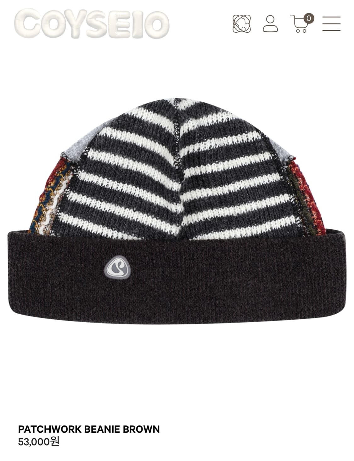 코이세이오 패치워크 비니 브라운 상품이미지1