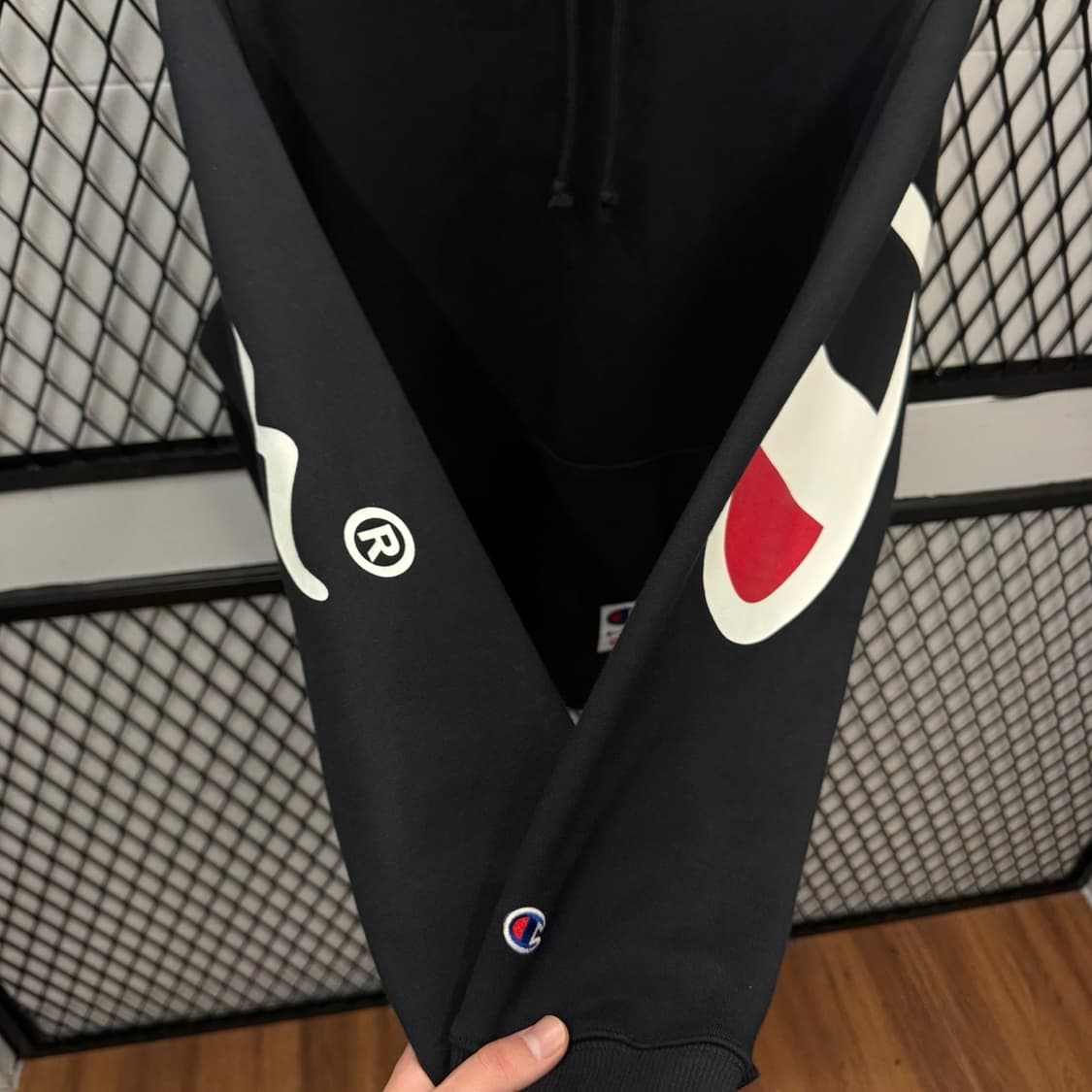 18S/S 슈프림 X 챔피온 후디 스웻셔츠 빅로고 프린팅 디테일 후드티 상품이미지6