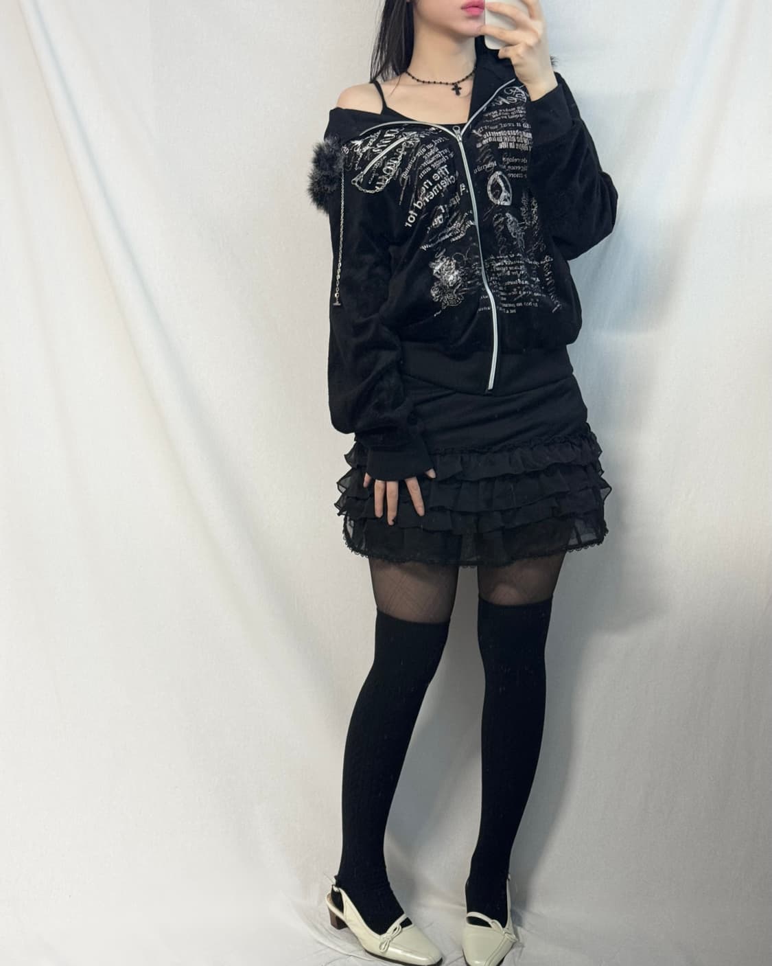 밑단 프릴 이너 슬리브리스 원피스 상품이미지10