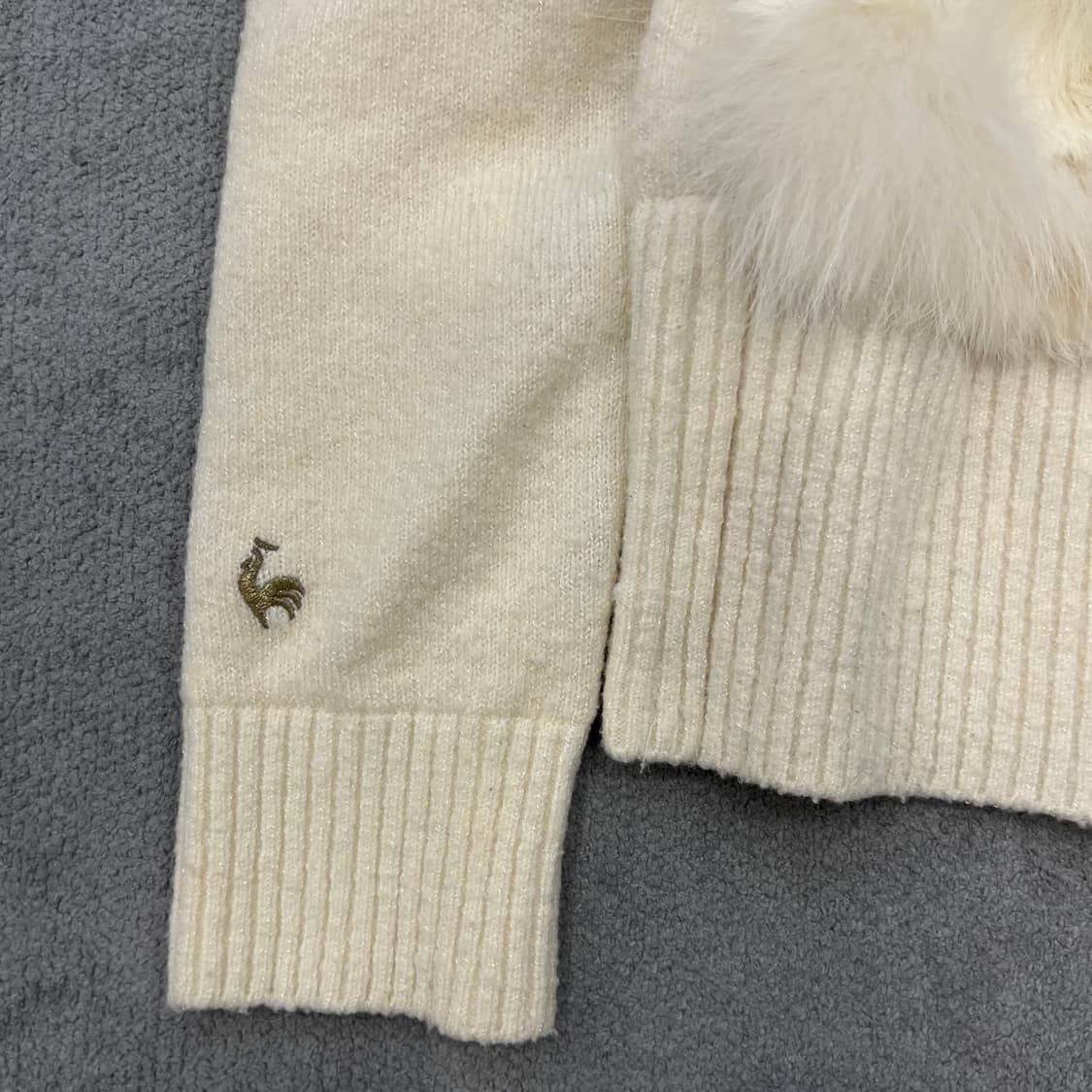 90 르꼬끄 아이보리 퍼 니트 집업 상품이미지4