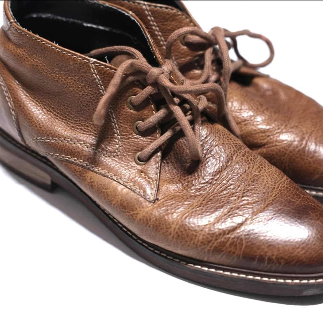 Brown grained Leather derby shoes 상품이미지3
