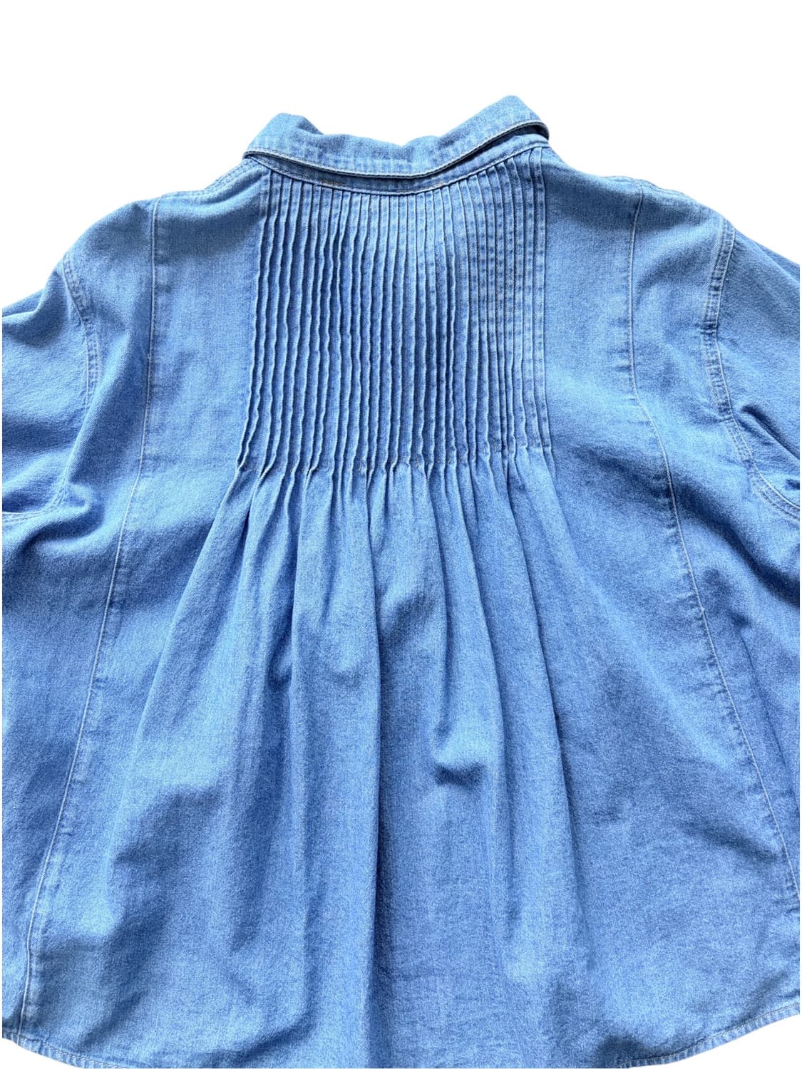 마리떼 데님 핀턱 블라우스 (차정원 데님셔츠) 상품이미지4