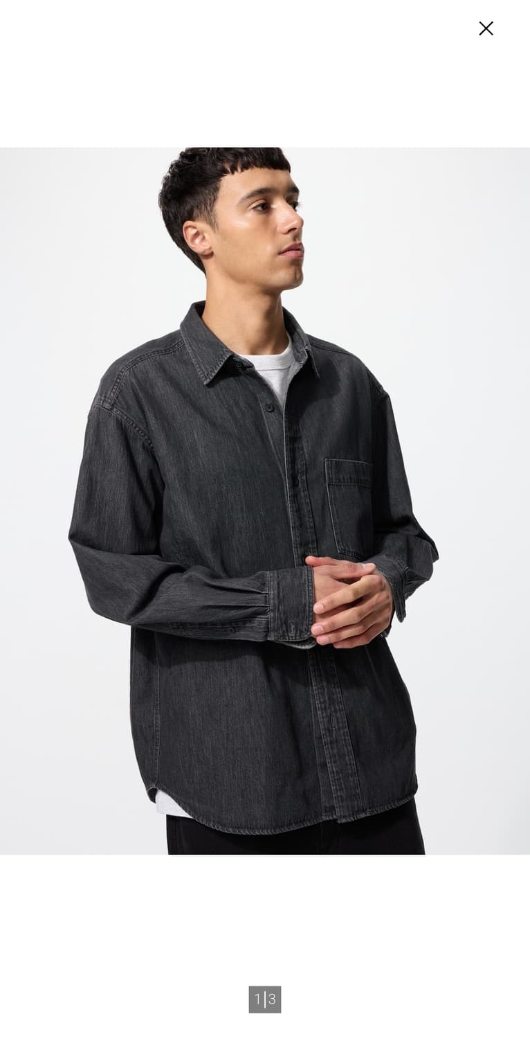 유니클로 데님오버셔츠 476445 09블랙 M사이즈 택만 뗀 새제품 상품이미지1