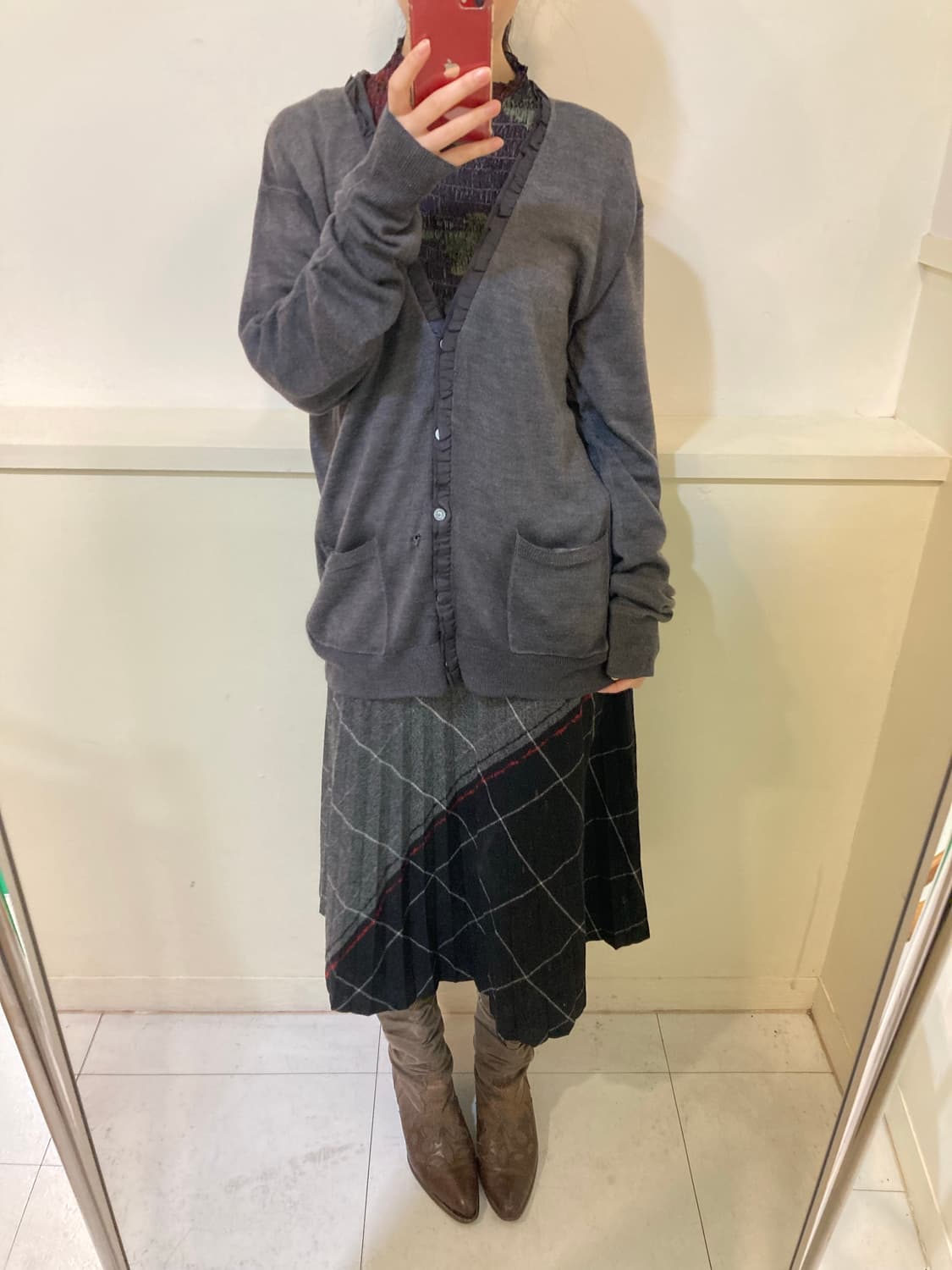 울 플리츠 플레어 미디 스커트 상품이미지8