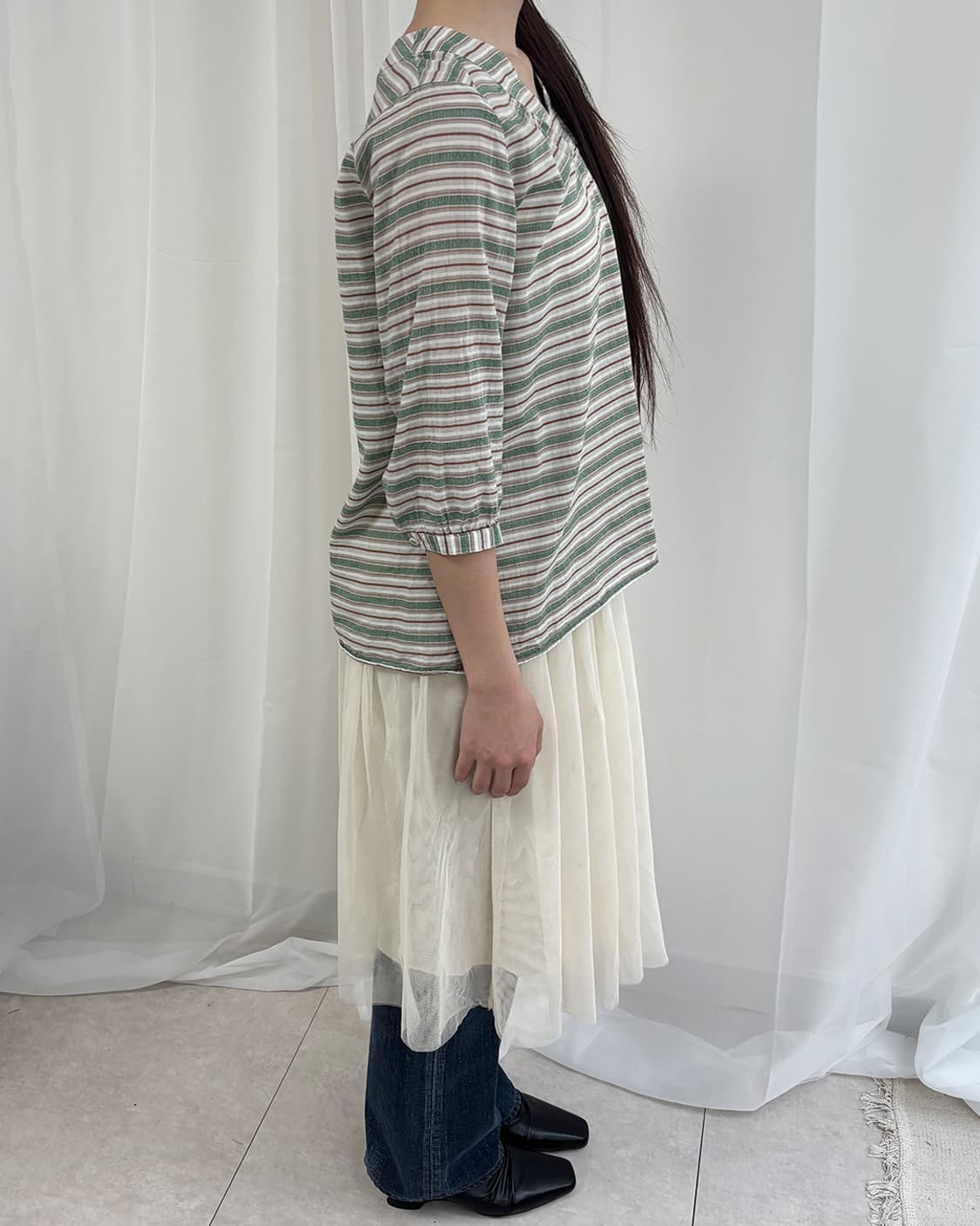 Golden Bear choco forest stripe blouse 상품이미지9