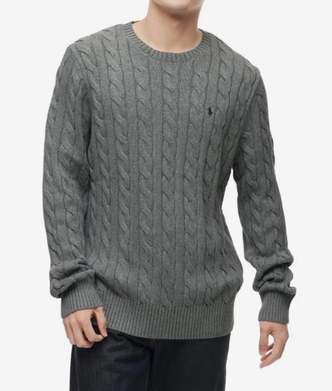 폴로 랄프로렌 케이블니트 코튼 스웨터 - 그레이 상품이미지2