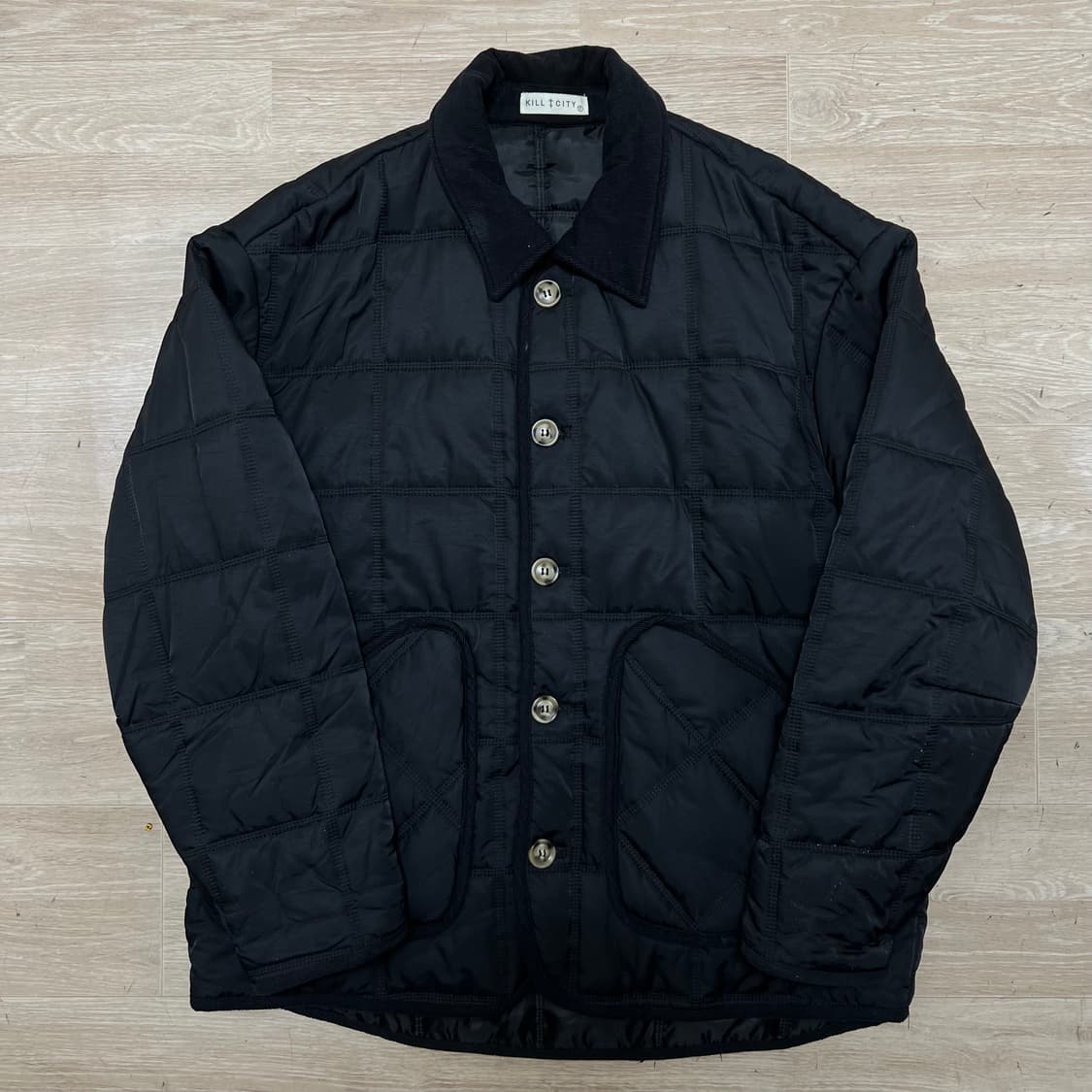 킬시티 코듀로이 카라 경량패딩 퀼팅점퍼 [블랙] FREE 상품이미지1