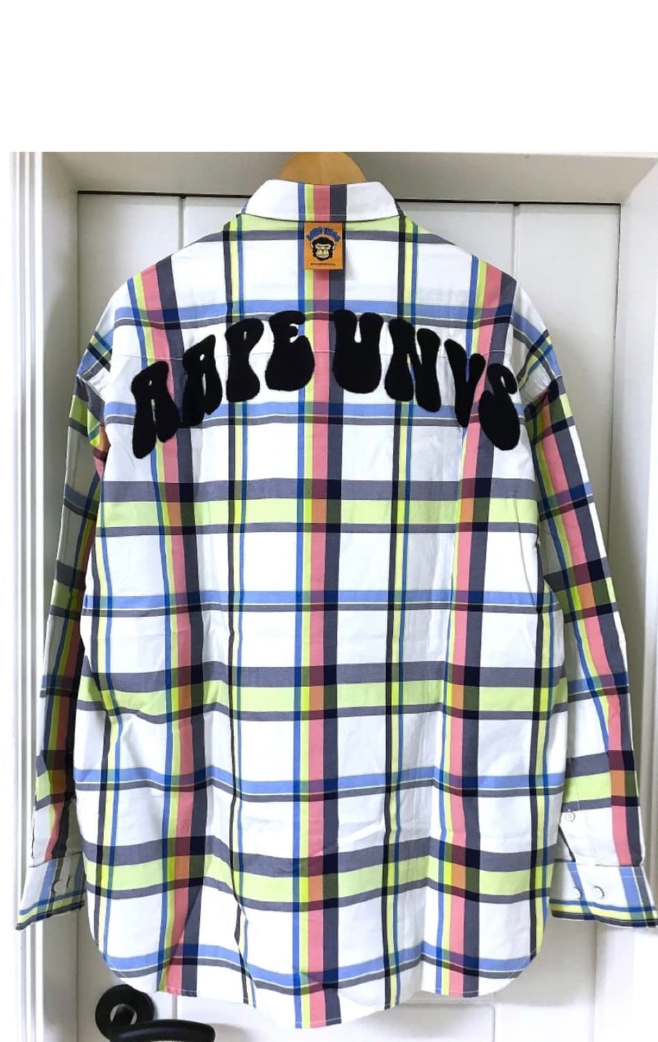 에이프 AAPE 체인스티치 자수 체크 오버사이즈 셔츠 상품이미지2