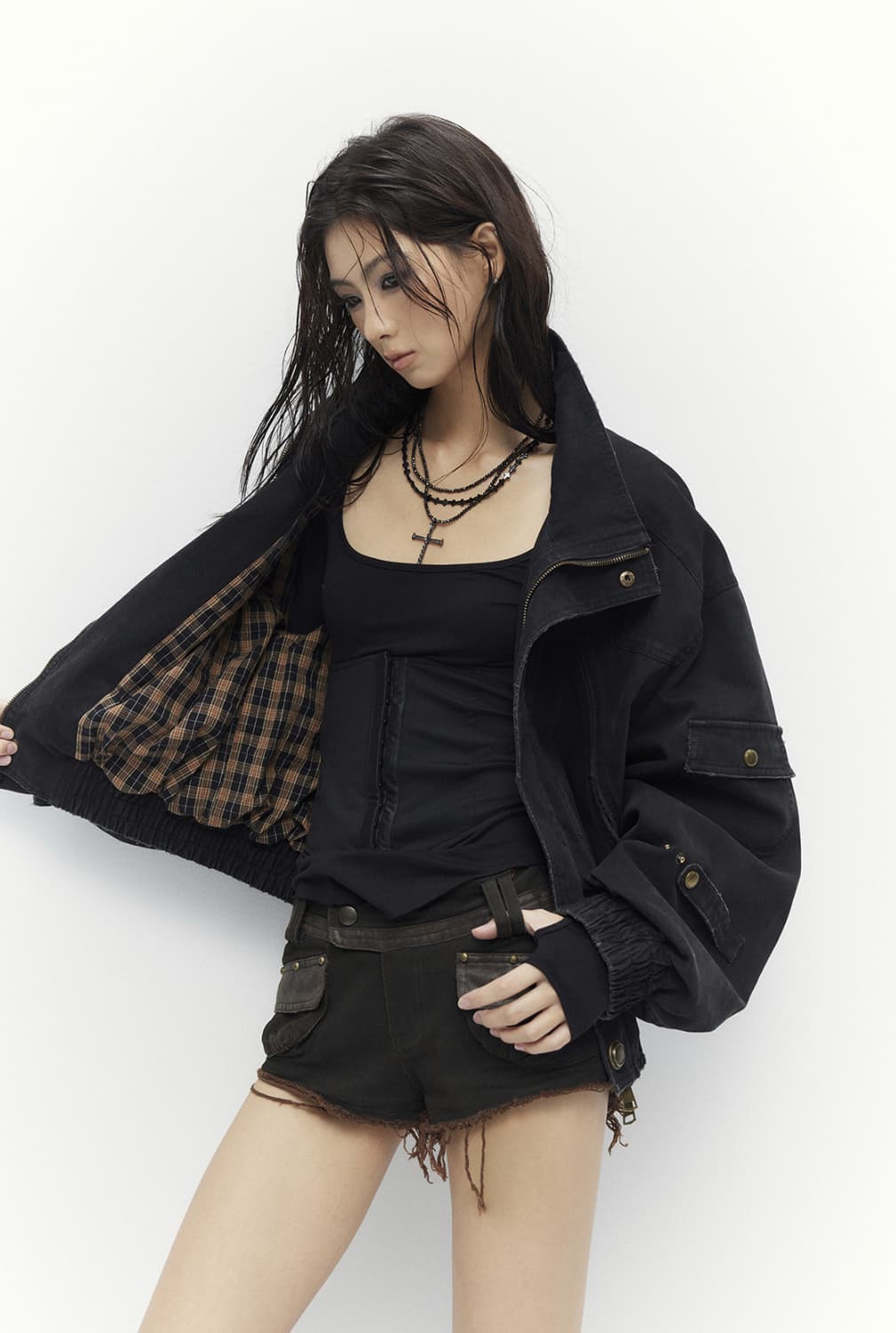 Low pixel 블랙 워시드 자켓 상품이미지2