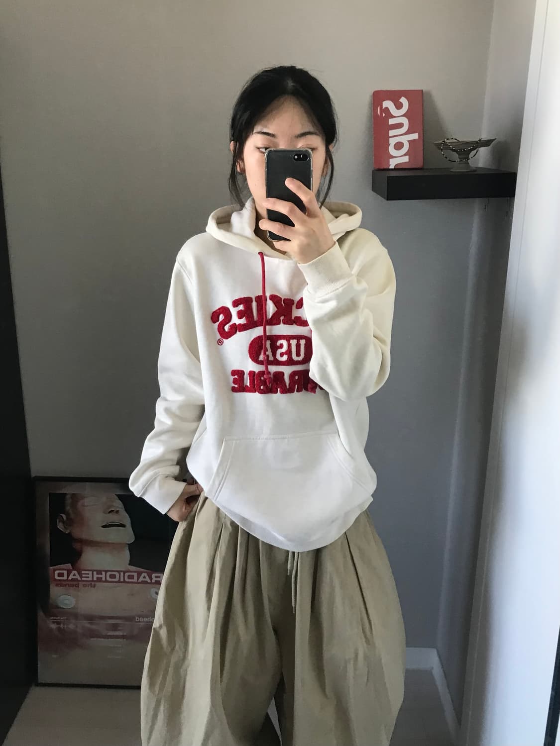 디키즈 오트밀 레드 자수로고 후드티 상품이미지1