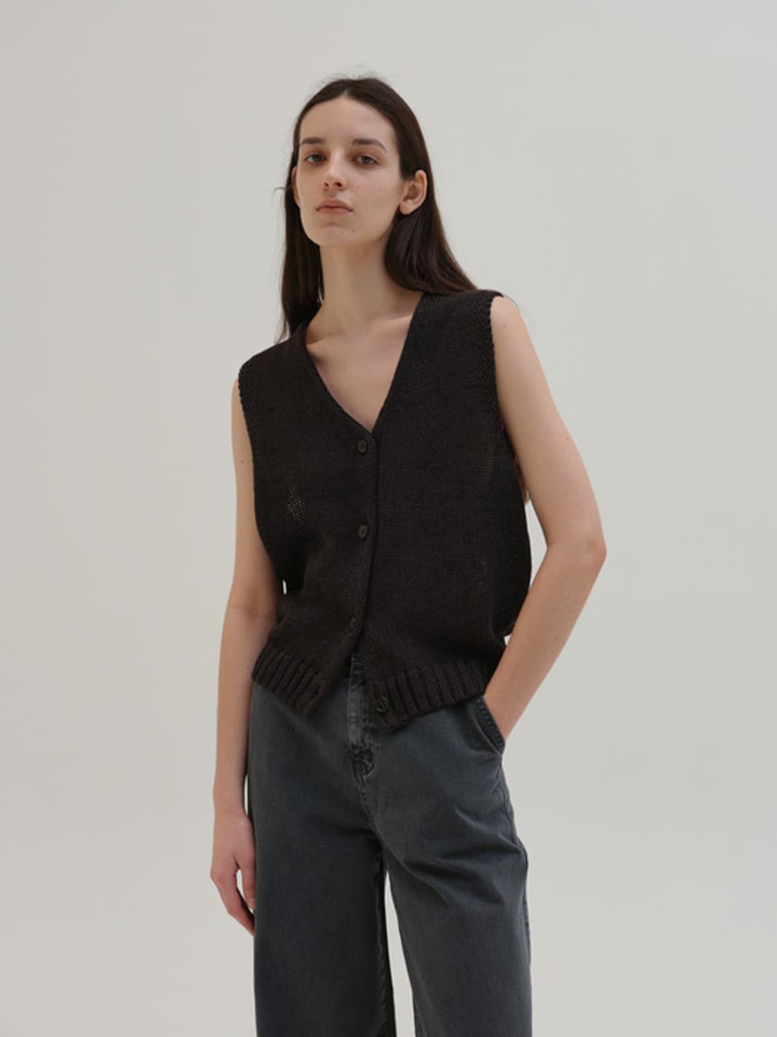 모이아 페이퍼 니트 베스트 차콜(F) 상품이미지2