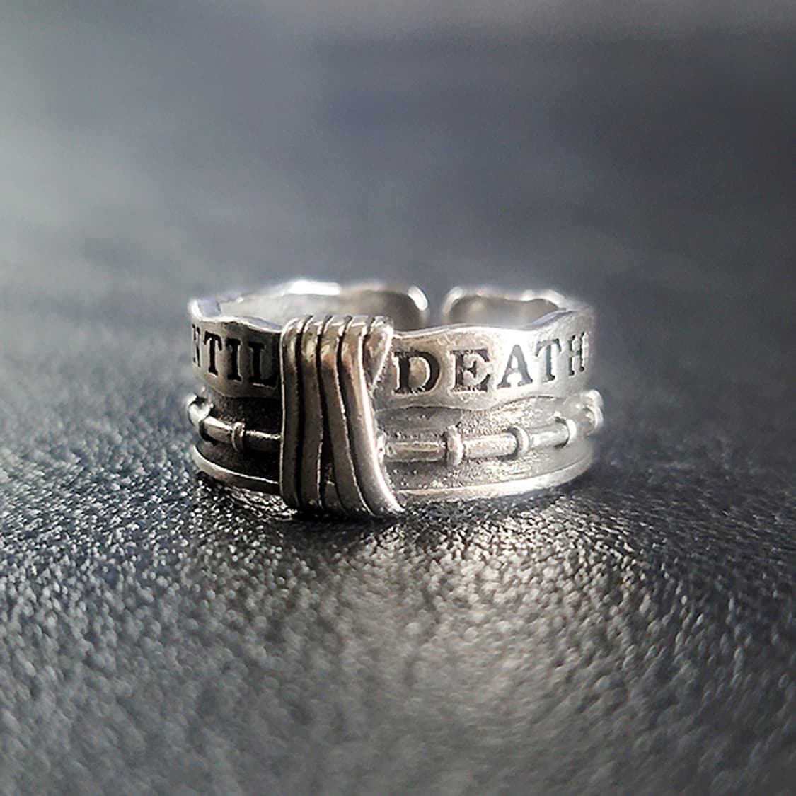 Until Death 실버 남자 엔틱 빈티지 명품 고대 스트릿 매듭 반지 상품이미지1