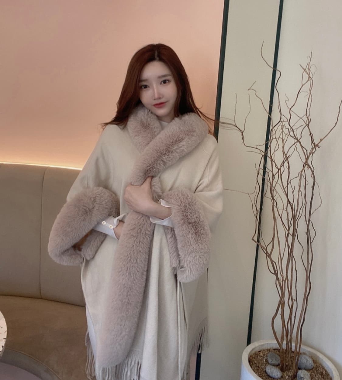 에이블리 오버핏 프리미엄 밍크 자켓 케이프 니트 free 상품이미지2