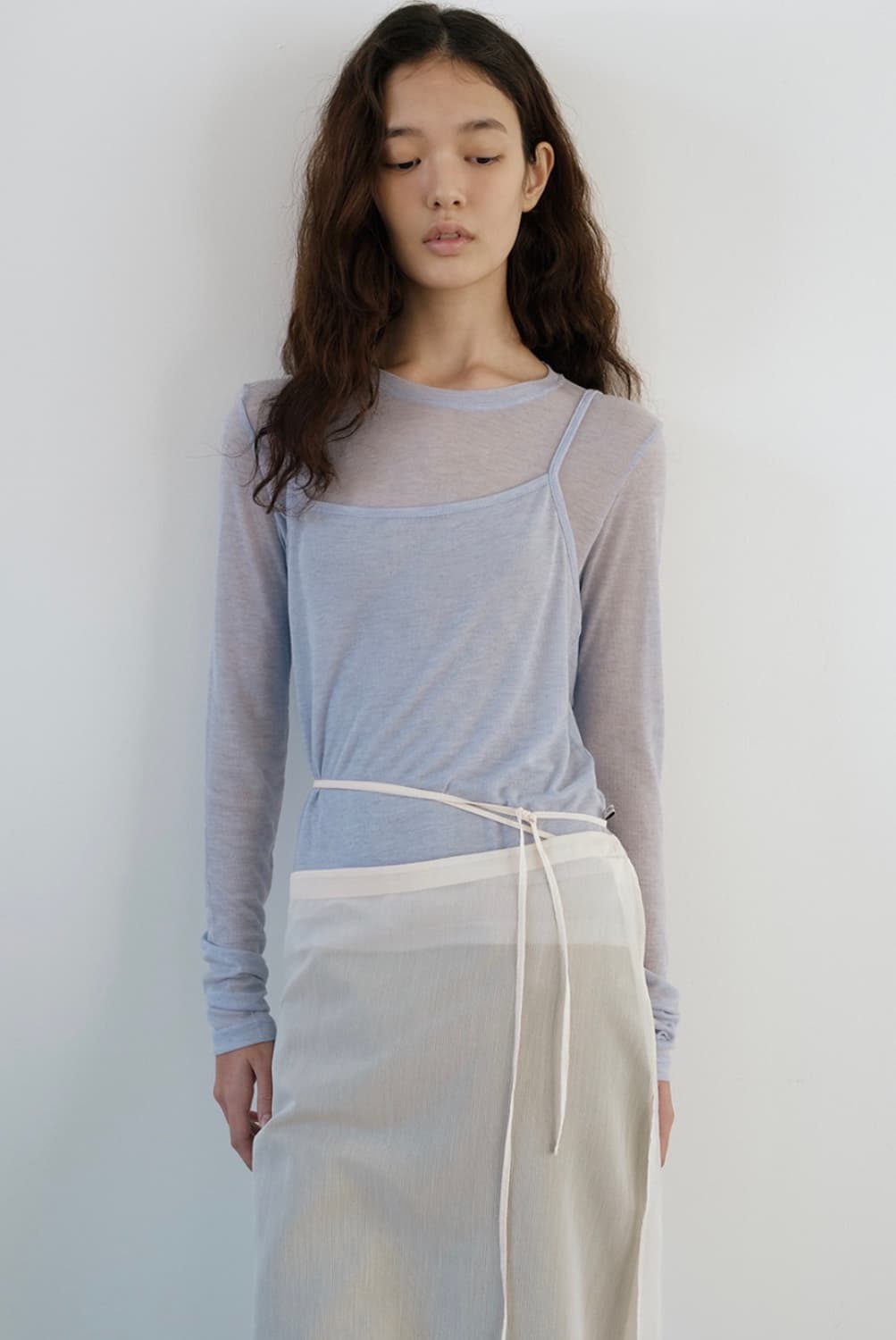 유라고 텐셀 레이어드 티셔츠 세트 상품이미지2