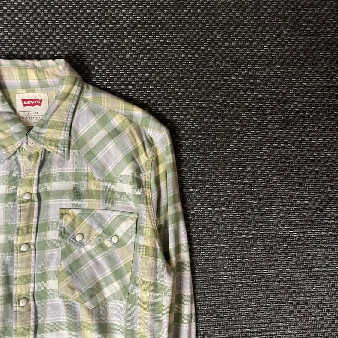 리바이스 연두노랑 체크 긴팔 셔츠 S 상품이미지3