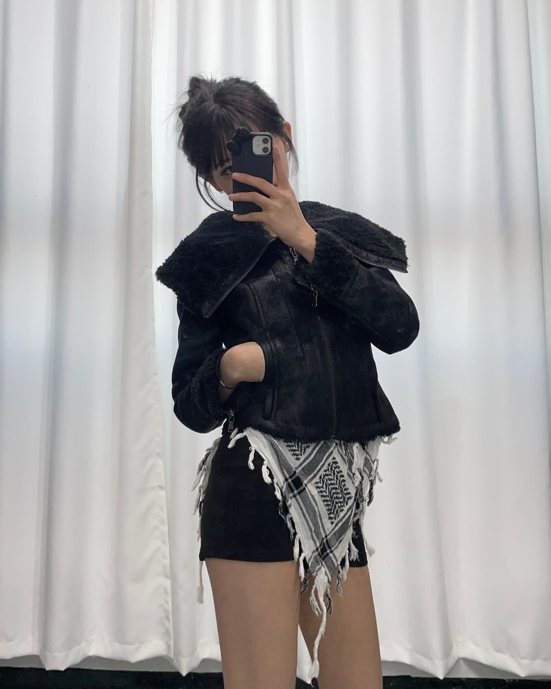 🎸블랙 숏 무스탕 자켓🎸 상품이미지3