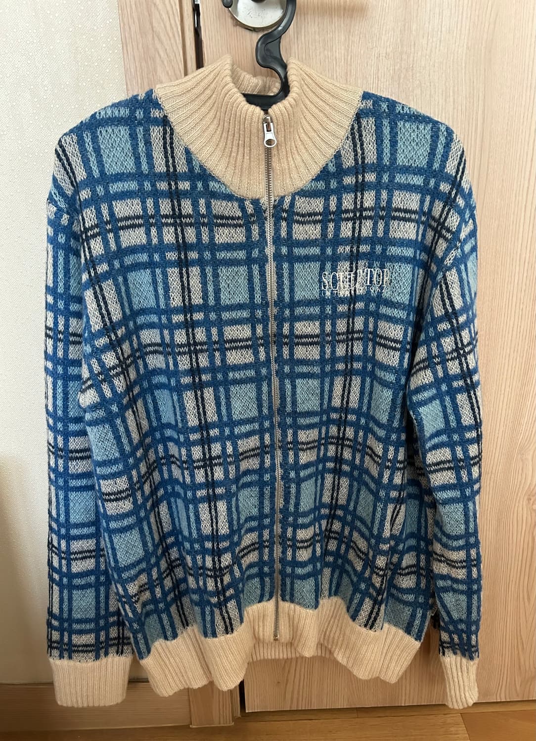 스컬프터 모헤어 체크 니트 집업 L 상품이미지2