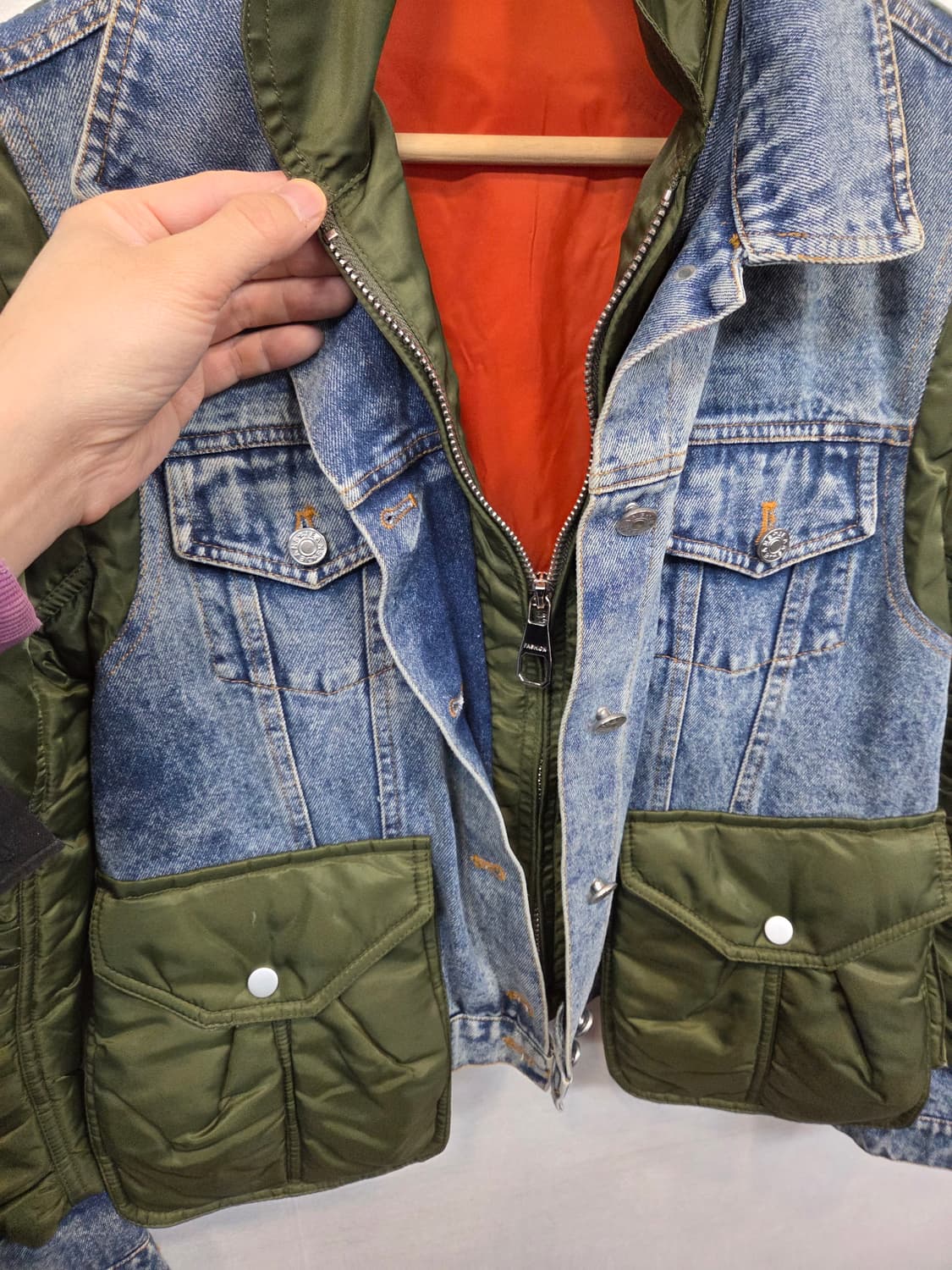 빈티지 여성 마원 항공자켓 데님자켓 믹스 프리 상품이미지3
