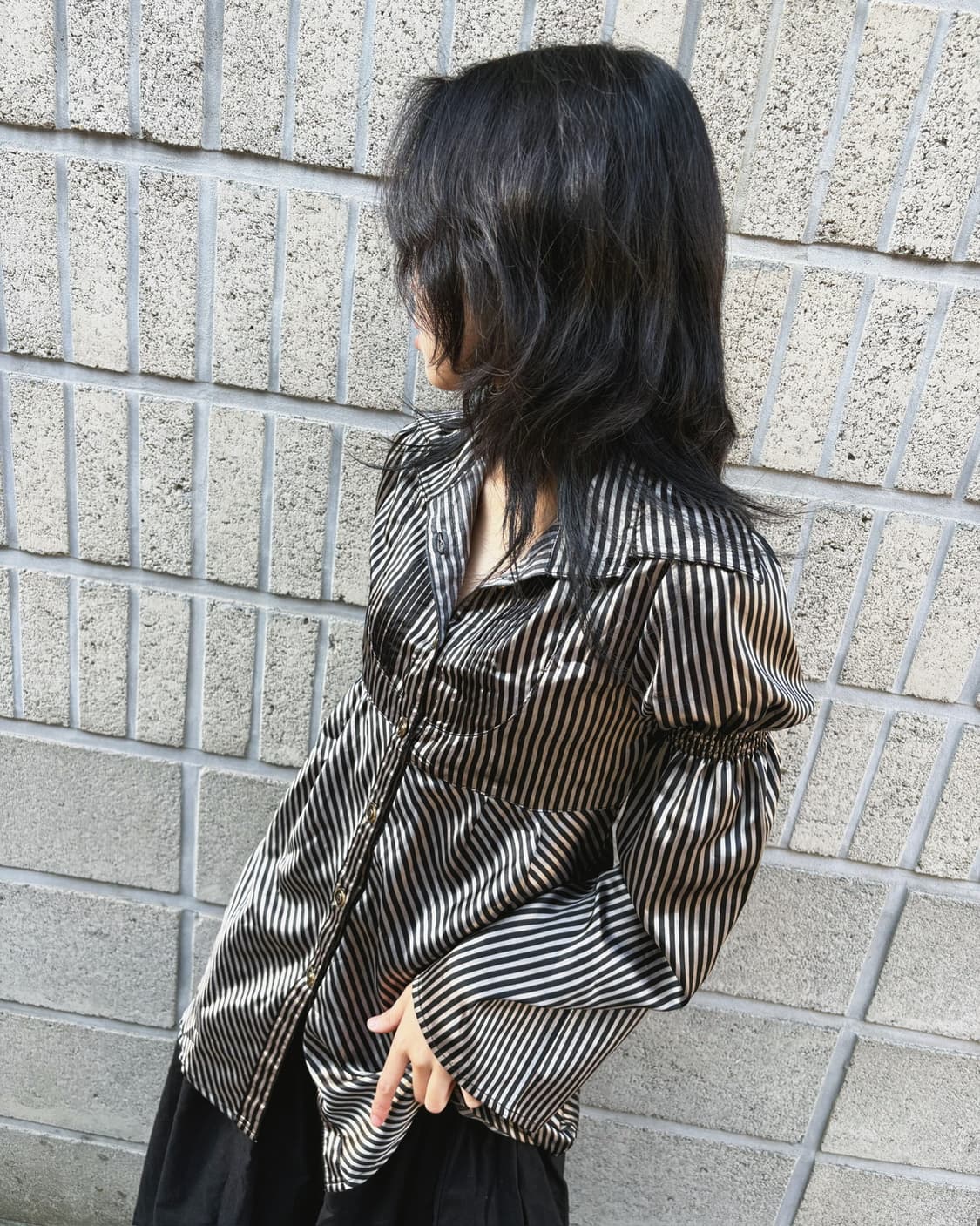 고스트오브할렘 스트라이프 새틴 긱시크 셔츠 상품이미지4