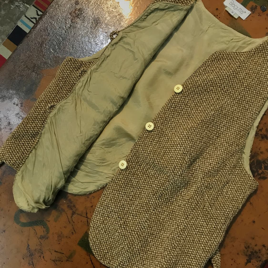 Italy Vtg 이탈리아 빈티지 베이지 니트 버튼 베스트 여성 55 상품이미지5