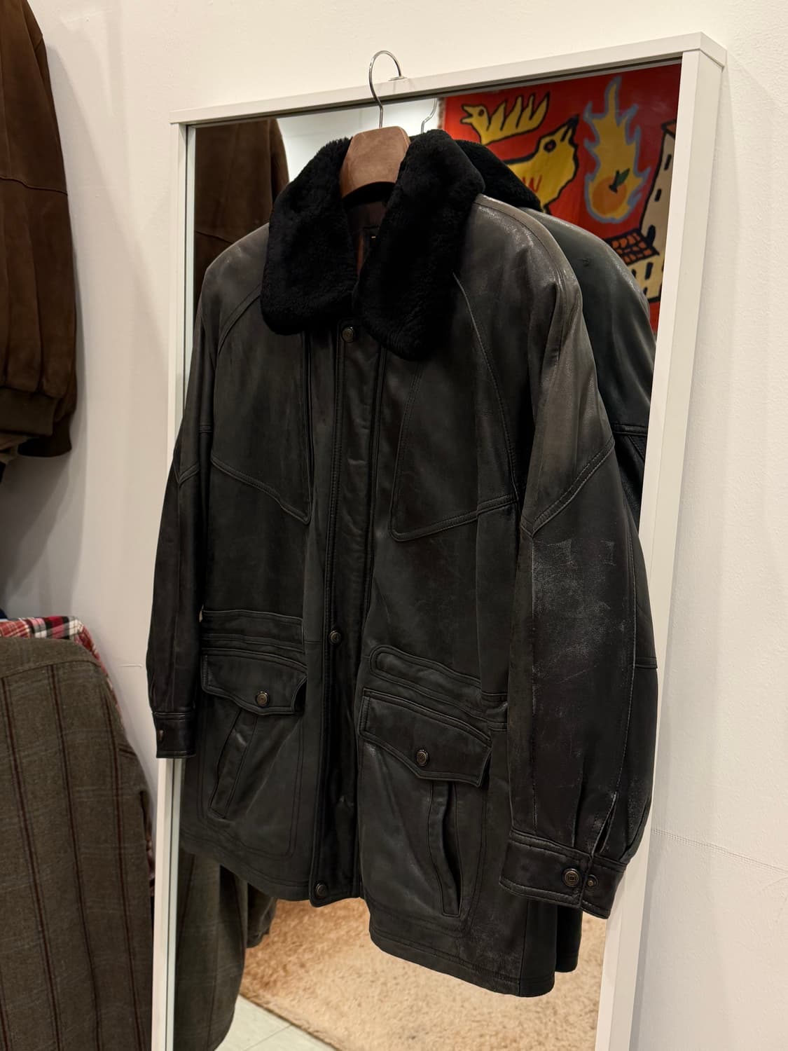 90s Vtg 빈티지 쉽스킨 무스탕 레더 자켓 상품이미지1