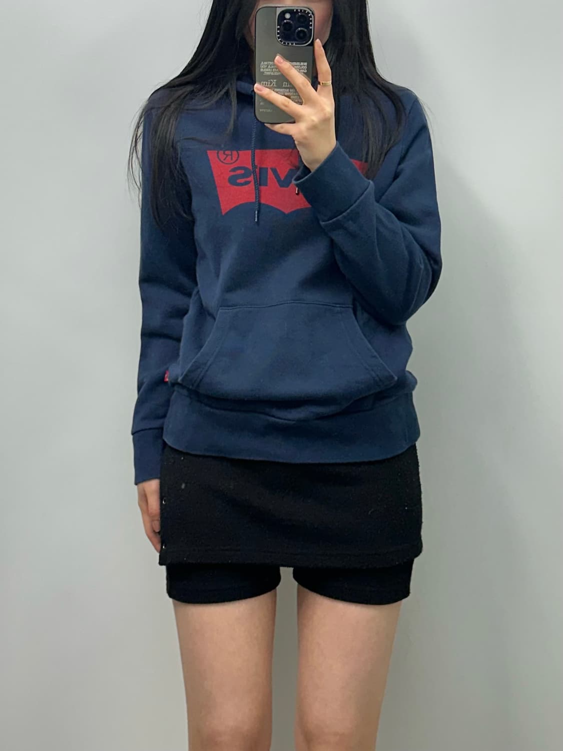 리바이스 박스로고 네이비 후드티 상품이미지1