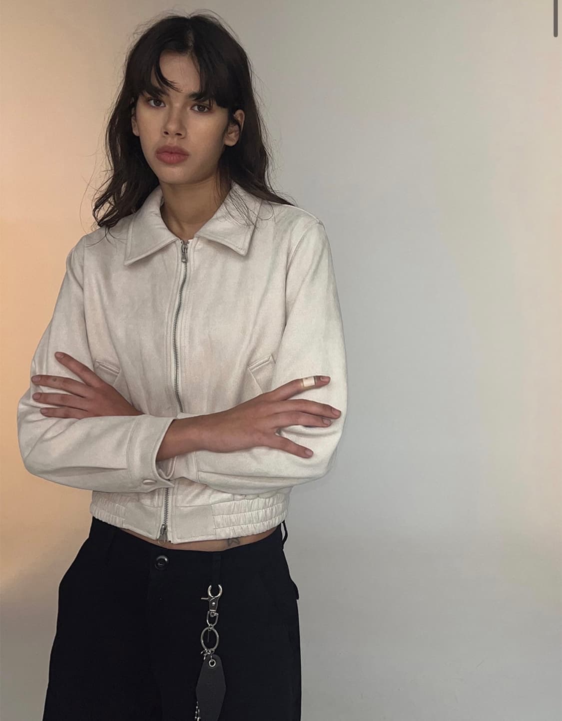 플레이스스튜디오 투웨이 블루종 스웨이드 밴딩 점퍼 자켓 [아이보리] 상품이미지3