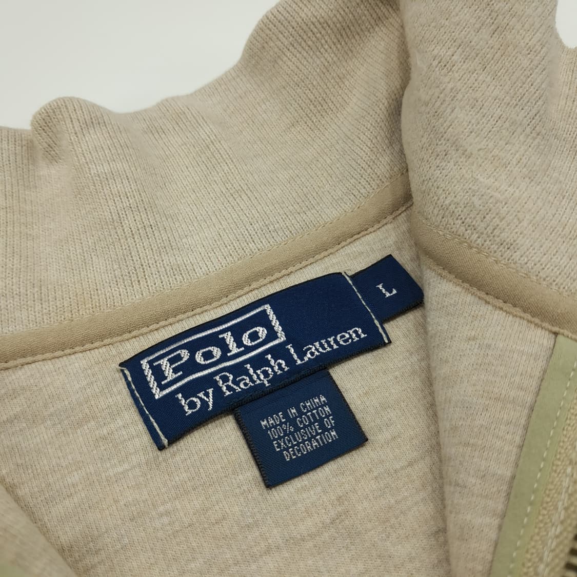 CN870 L 폴로 랄프로렌 오트밀베이지 하프집업 긴팔 니트 스웨터 상품이미지4