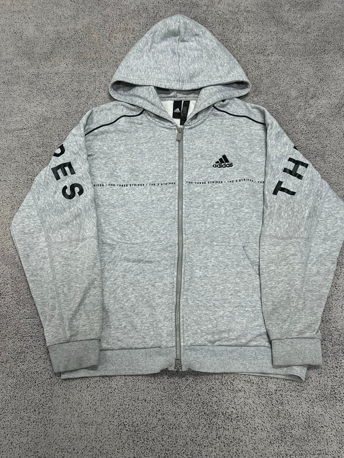 (L) 아디다스 파이핑 후드집업 그레이 상품이미지1