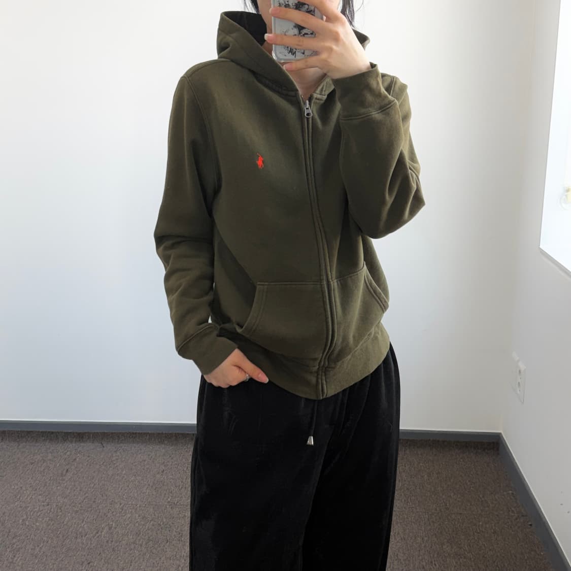 Polo 폴로 오렌지 포니 카키 후드집업 상품이미지2