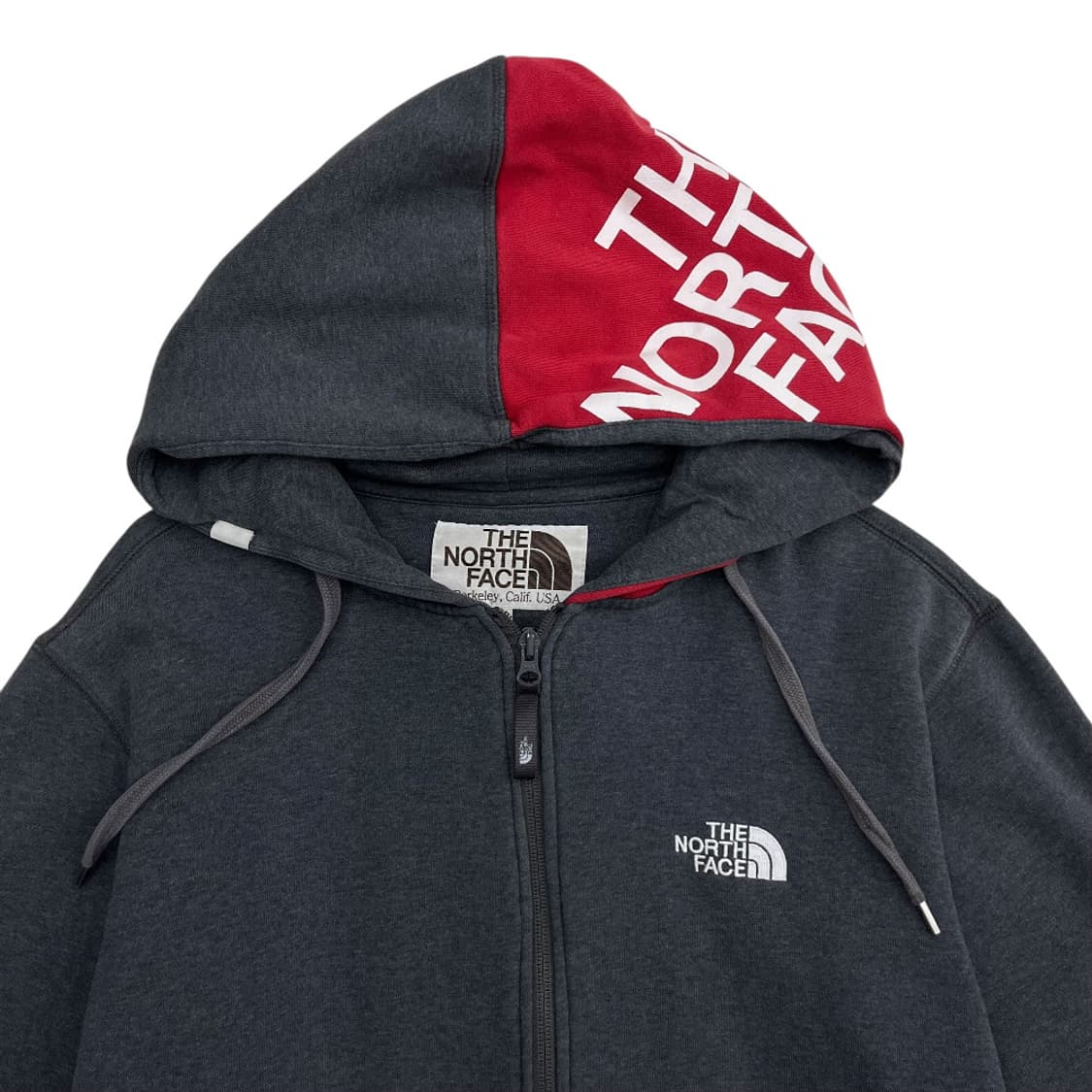 노스페이스 후드 레드배색 빅로고 차콜 후드집업 100 상품이미지4